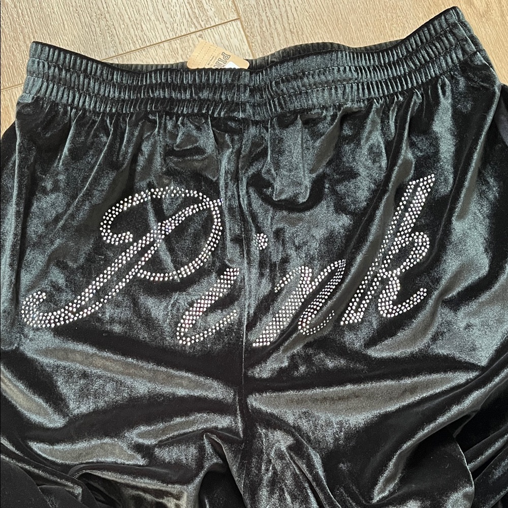 Victoria's Secret PINK velour shine logo wide-leg pants